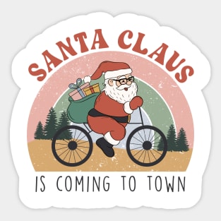 Santa Clause Is Coming to Town - On His Bike! Sticker